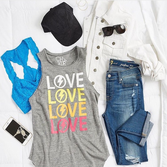 2 LEFT!! NWT Chaser Love Dark Gray Racerback Tank - Picture 2 of 3